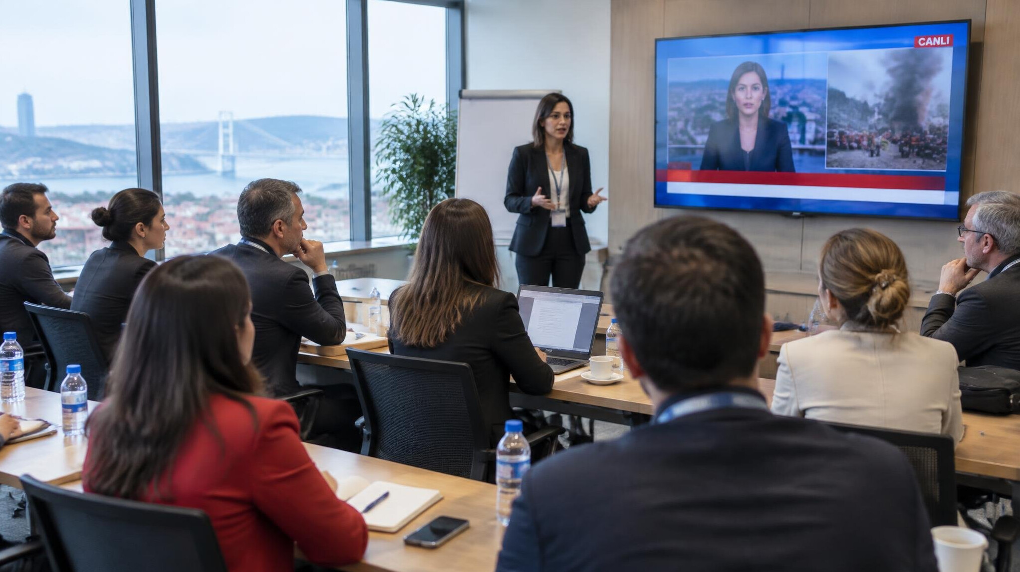 Media professionals in a crisis communication training session